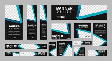 conjunto de banners web creativos de tamaño estándar con un lugar para fotos. banner de anuncios comerciales. plantilla vertical, horizontal y cuadrada. ilustración vectorial eps 10 vector