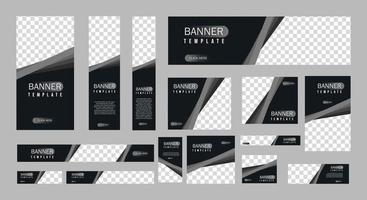 set of creative web banners of standard size with a place for photos. Business ad banner. Vertical, horizontal and square template. vector illustration EPS 10