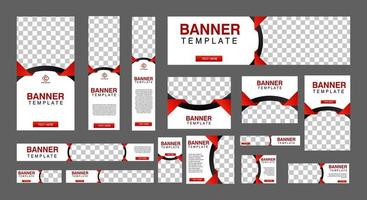 conjunto de banners web creativos de tamaño estándar con un lugar para fotos. banner de anuncios comerciales. plantilla vertical, horizontal y cuadrada. ilustración vectorial eps 10 vector