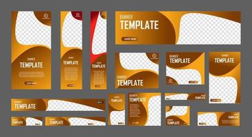 set of creative web banners of standard size with a place for photos. Business ad banner. Vertical, horizontal and square template. vector illustration EPS 10