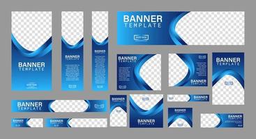 conjunto de banners web creativos de tamaño estándar con un lugar para fotos. banner de anuncios comerciales. plantilla vertical, horizontal y cuadrada. ilustración vectorial eps 10 vector