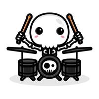 Vector design of a skull character playing a drum