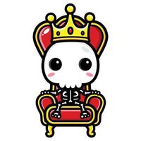 cute skull king character design vector