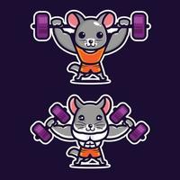 strong cute mouse character design vector