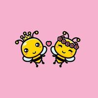 diseño vectorial de un par de abejas lindas vector