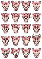 cute pig mascot set design vector