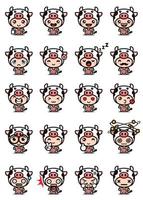 vector design of cute cow mascot set