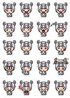 vector design of cute hippo mascot set