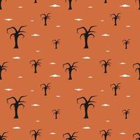 Death Tree Seamless Pattern Orange Design vector