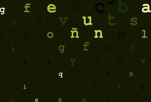 Dark green, yellow vector texture with ABC characters.