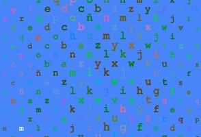 Light multicolor, rainbow vector background with signs of alphabet.