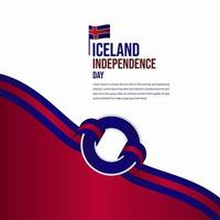 Ilustración de diseño de plantilla de vector de celebración del día de la independencia de Islandia