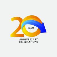 Ilustración de diseño de plantilla de vector de número de celebración de aniversario de 20 años