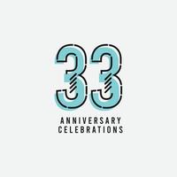 33 Years Anniversary Celebration Vector Template Design Illustration