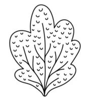 vector arbusto de bosque de otoño en blanco y negro aislado sobre fondo blanco. Ilustración de contorno de árbol de jardín de otoño. icono de línea de arbusto