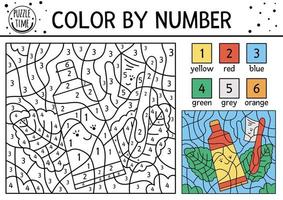Vector el color del cuidado dental por actividad numérica con cepillo de dientes kawaii y pasta de dientes. juego de conteo de higiene bucal con lindo cepillo de dientes, pasta de dientes, hojas de menta. divertida página para colorear para niños.