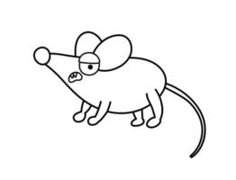 Cute vector black and white angry mouse. Halloween character icon. Funny autumn all saints eve illustration with scary animal. Samhain party coloring page for kids.