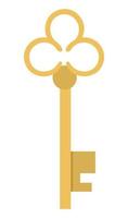 Vector golden key icon. Beautiful lock element isolated on white background