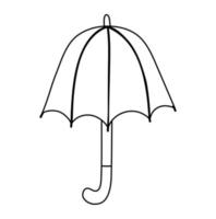 Vector cute black and white umbrella. Autumn line art rain shielding accessory. Funny fall season contour illustration isolated on white background