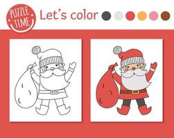 Página para colorear de Navidad para niños. divertido santa claus. vector ilustración de contorno de vacaciones de invierno con santa. libro de color de fiesta de año nuevo para niños con ejemplo de color