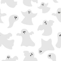 Vector seamless pattern with vector ghosts. Halloween party background with funny spooks. Scary digital paper for Autumn Samhain party. All saints day texture.