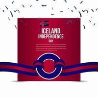 Ilustración de diseño de plantilla de vector de celebración del día de la independencia de Islandia