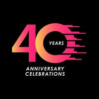 40 Years Anniversary Celebration Number Vector Template Design Illustration