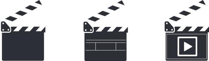 Clapper board set. Open movie clapper vector