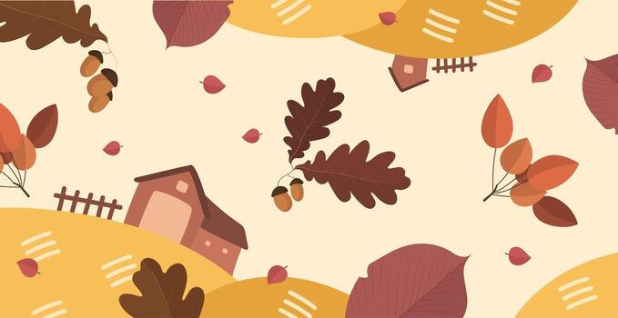 Abstract autumn web background template with many different leaves - Vector