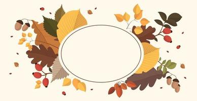 Abstract autumn web background template with many different leaves - Vector