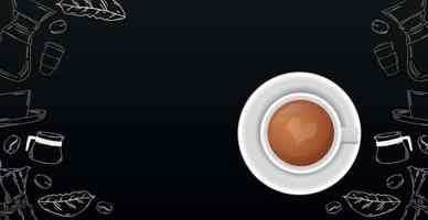 Coffee background with realistic cup of coffee - Vector