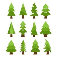 12 Piece Abstract Green Christmas Trees on White Background - Vector