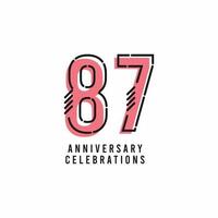 87 Years Anniversary Celebration Vector Template Design Illustration