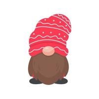 Christmas gnome. A little gnome wearing a red woolen hat. celebrate on christmas vector