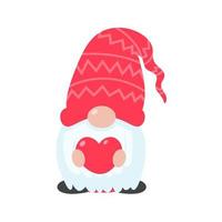 gnomo de navidad. un pequeño gnomo con un gorro de lana rojo. celebrar en navidad vector