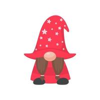 gnomo de navidad. un pequeño gnomo con un gorro de lana rojo. celebrar en navidad vector