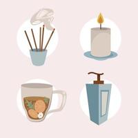 cuatro iconos de aromaterapia vector