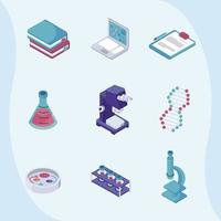 nine laboratory icons vector