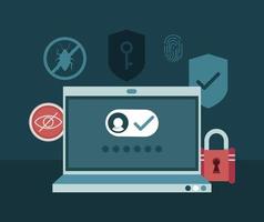 cyber security in laptop vector