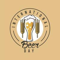 beer day emblem with glass vector