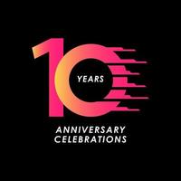 Ilustración de diseño de plantilla de vector de número de celebración de aniversario de 10 años