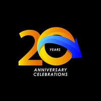 Ilustración de diseño de plantilla de vector de número de celebración de aniversario de 20 años