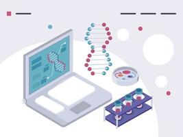 computadora portátil de laboratorio y adn vector