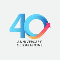 Ilustración de diseño de plantilla de vector de número de celebración de aniversario de 40 años