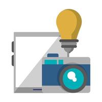 tablet with camera and light bulb vector