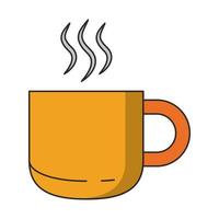 Hot drink in mug cartoon isolated