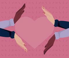 diversity hands lifting heart vector