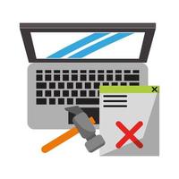 computer and broken web site and tools vector