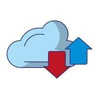 cloud with transfer icon vector