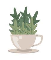 ceramic teacup with herbs vector